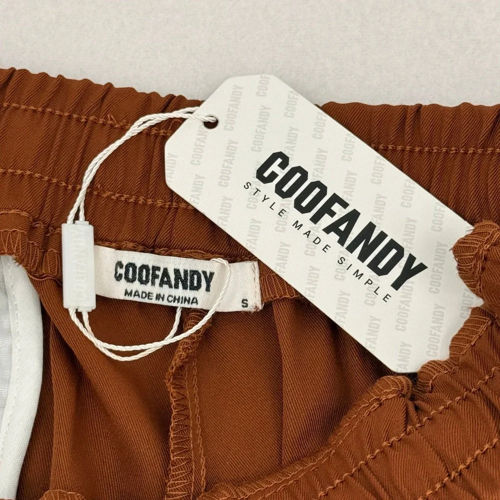 COOFANDY Mens Casual Drawstring Shorts Burnt Orange Elastic Waist Size S NWT